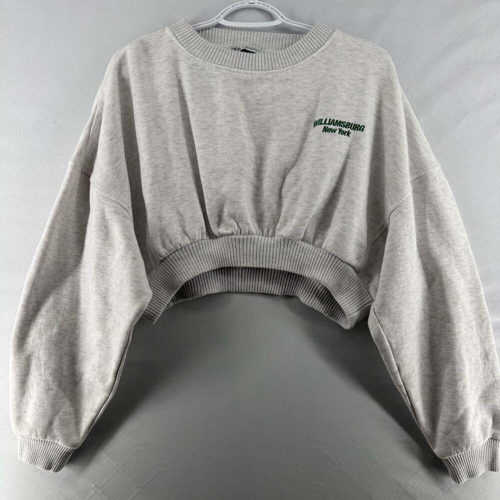 1438 ZARA Williamsburg New York Cropped Crewneck Sweatshirt